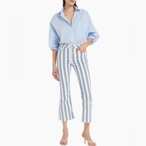 NWT Frame Le Crop Striped High-Rise Cropped Boot-Cut Jeans